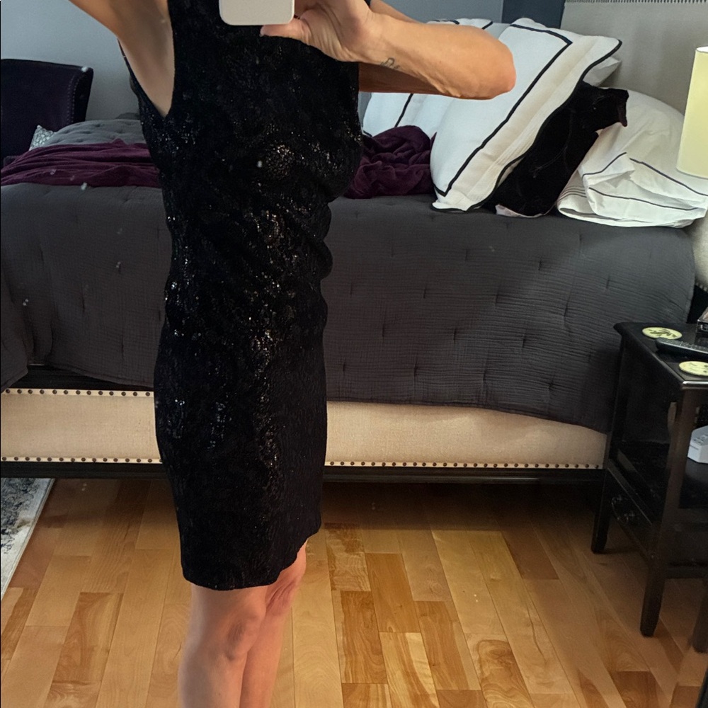 Alice + Olivia Black Sequin Mini Dress